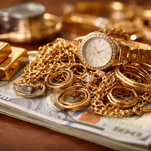 Close-up of old gold items ready for assessment, representing trusted gold buyers in Palakkad.